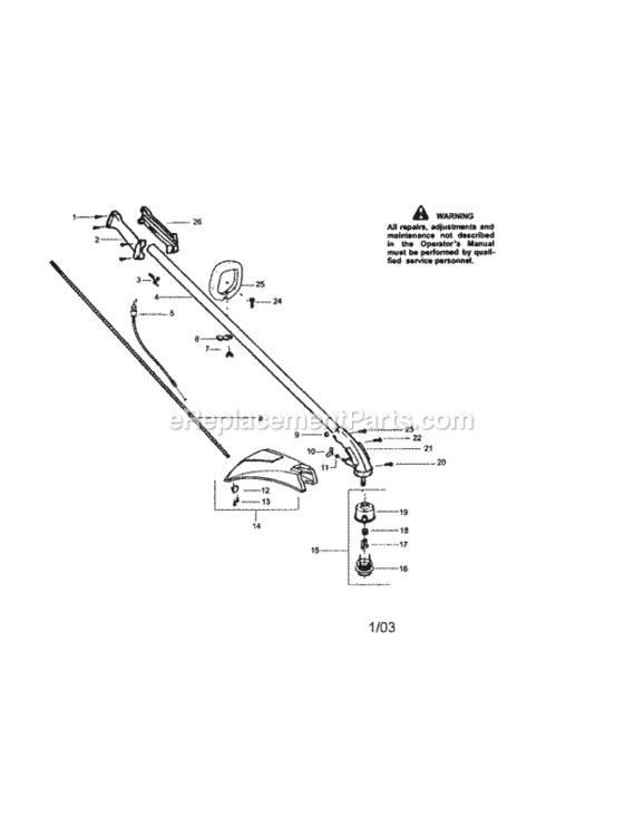 Page F Diagram and Parts List for 358795520  Craftsman Trimmer