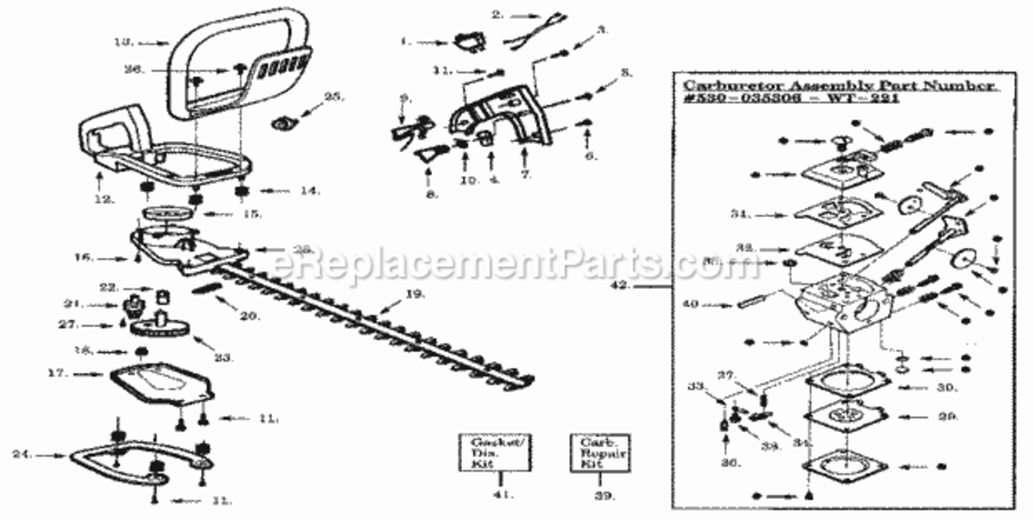 Page B Diagram and Parts List for 358795620  Craftsman Hedge Trimmer