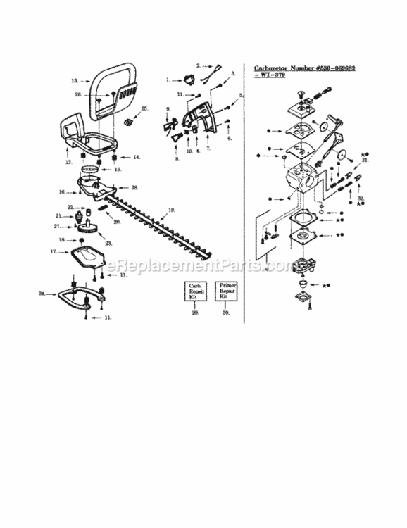 Page D Diagram and Parts List for 358795630  Craftsman Hedge Trimmer