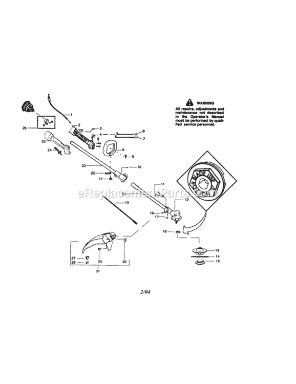 Page E Diagram and Parts List for 358796120  Craftsman Trimmer
