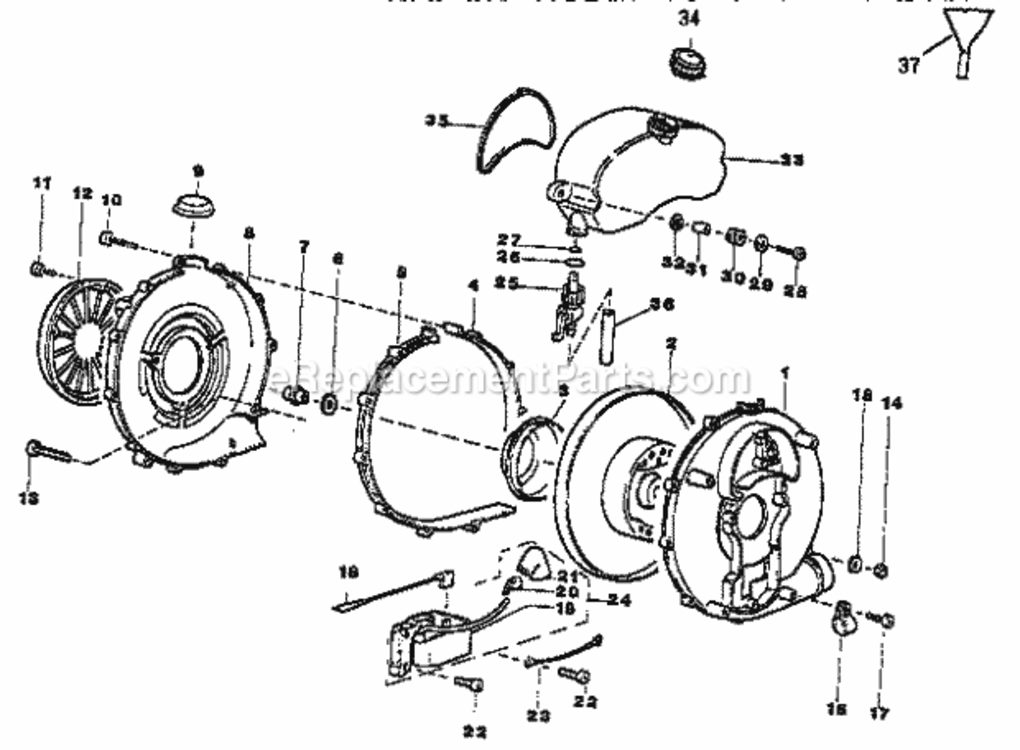 Page A Diagram and Parts List for 358796790  Craftsman Leaf Blower / Vacuum