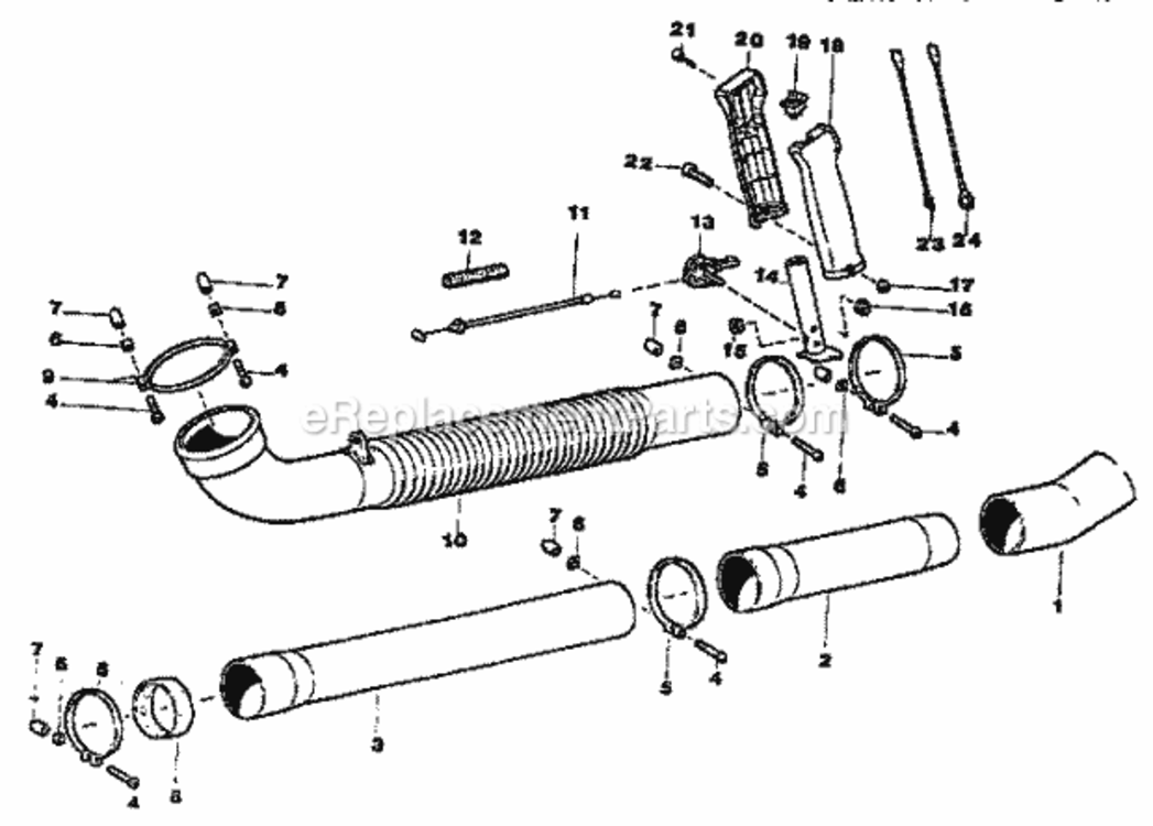 Page E Diagram and Parts List for 358796790  Craftsman Leaf Blower / Vacuum