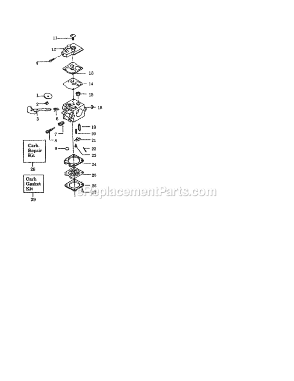 Page B Diagram and Parts List for 358796982  Craftsman Leaf Blower / Vacuum