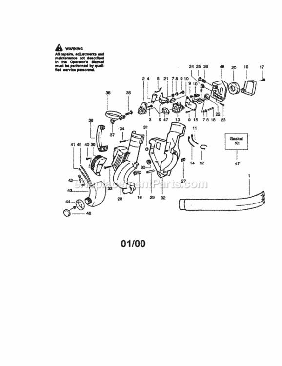 Page A Diagram and Parts List for 358797040  Craftsman Leaf Blower / Vacuum