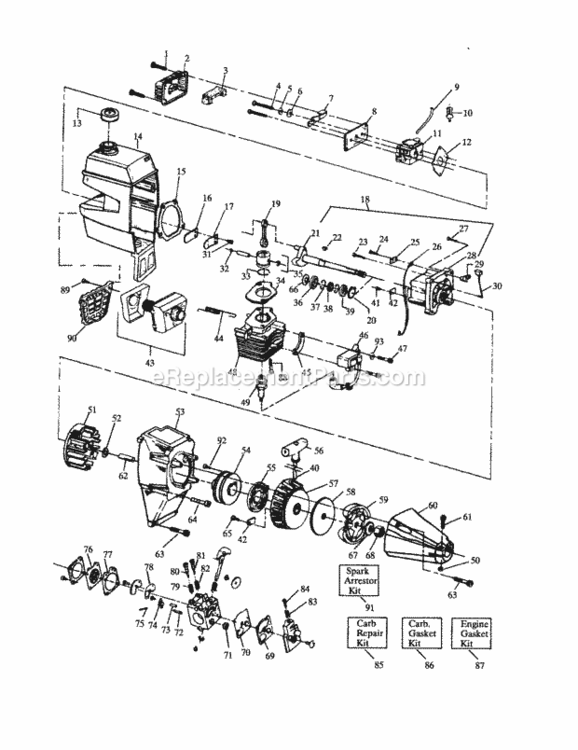 Page B Diagram and Parts List for 358797121  Craftsman Trimmer