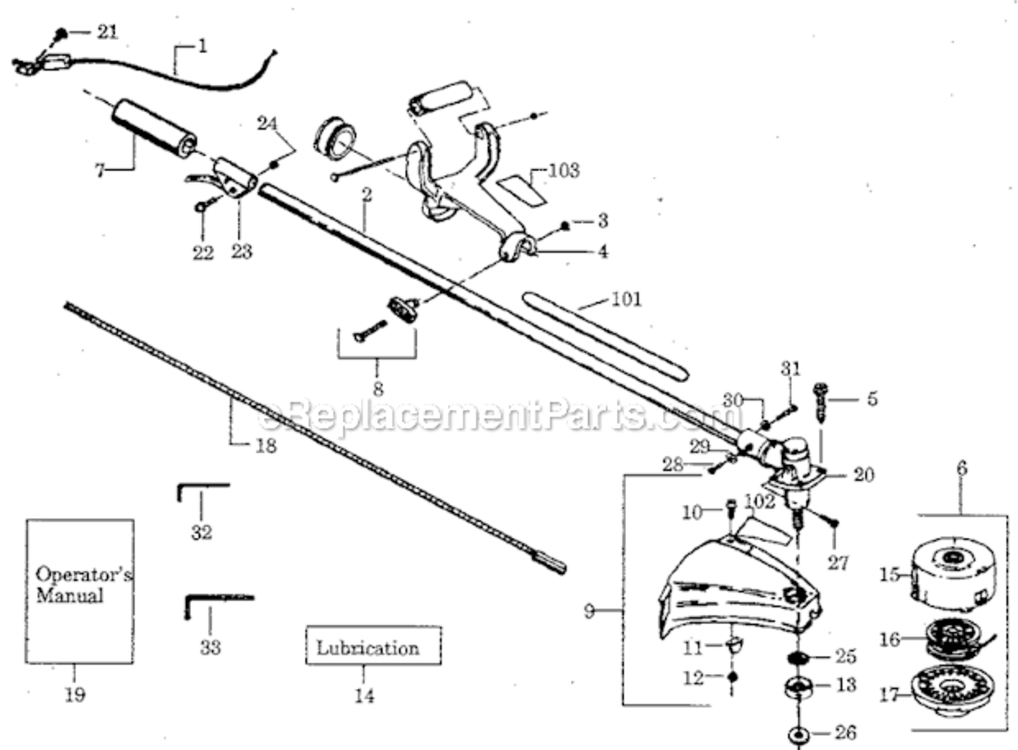Page A Diagram and Parts List for 358797160  Craftsman Trimmer