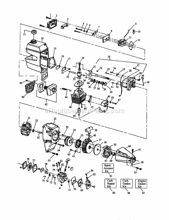 Page B Diagram and Parts List for 358797180  Craftsman Trimmer