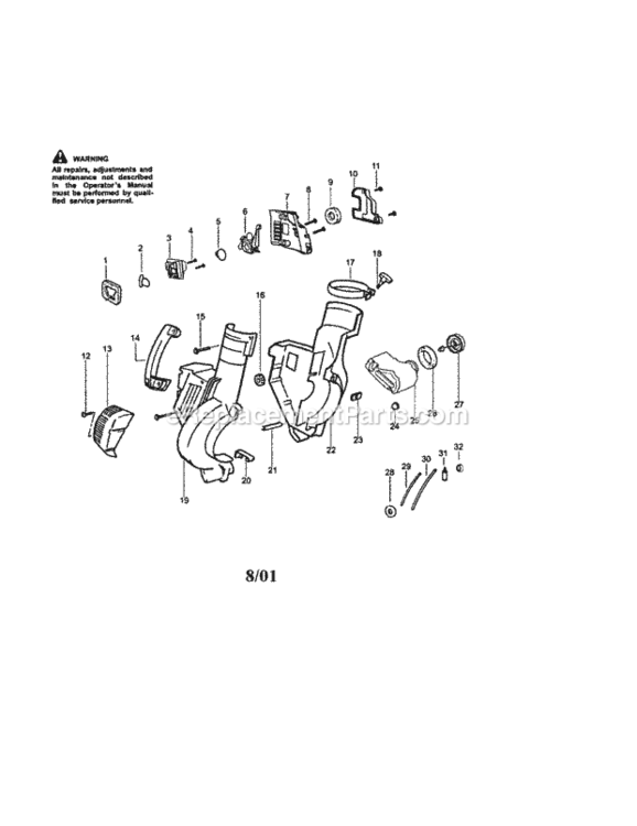 Page A Diagram and Parts List for 358797300  Craftsman Leaf Blower / Vacuum