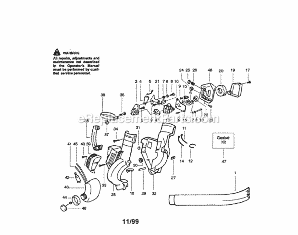 Page A Diagram and Parts List for 358797310  Craftsman Leaf Blower / Vacuum