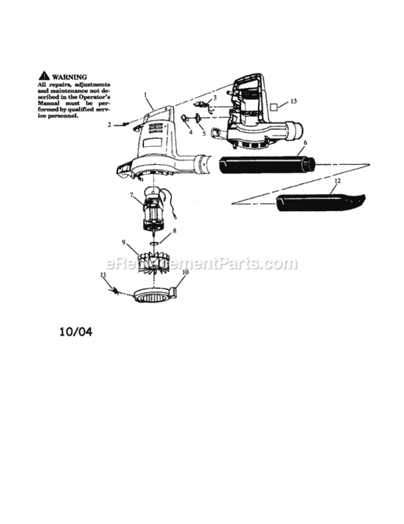 Page B Diagram and Parts List for 358797350  Craftsman Leaf Blower / Vacuum