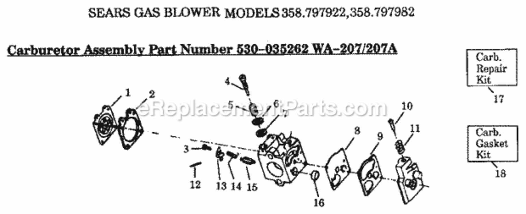 Page C Diagram and Parts List for 358797922  Craftsman Leaf Blower / Vacuum