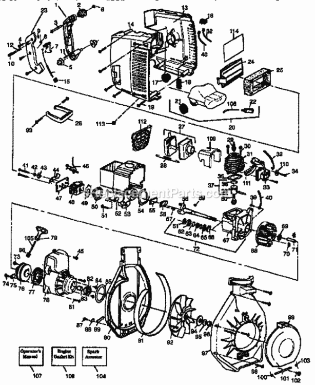 Page A Diagram and Parts List for 358797951  Craftsman Leaf Blower / Vacuum