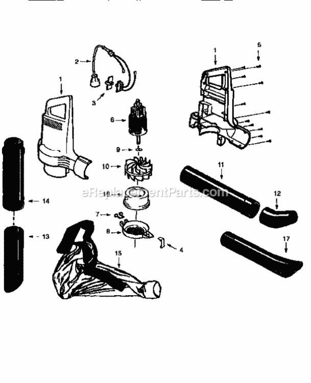 Page A Diagram and Parts List for 358798340  Craftsman Leaf Blower / Vacuum