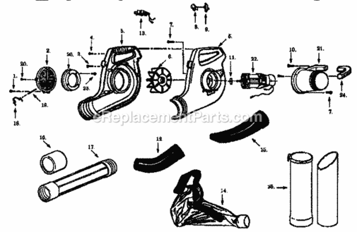 Page A Diagram and Parts List for 358798391  Craftsman Leaf Blower / Vacuum