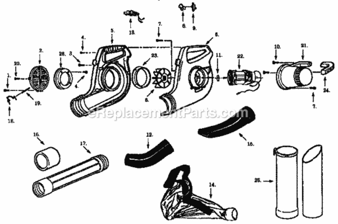 Page A Diagram and Parts List for 358798392  Craftsman Leaf Blower / Vacuum