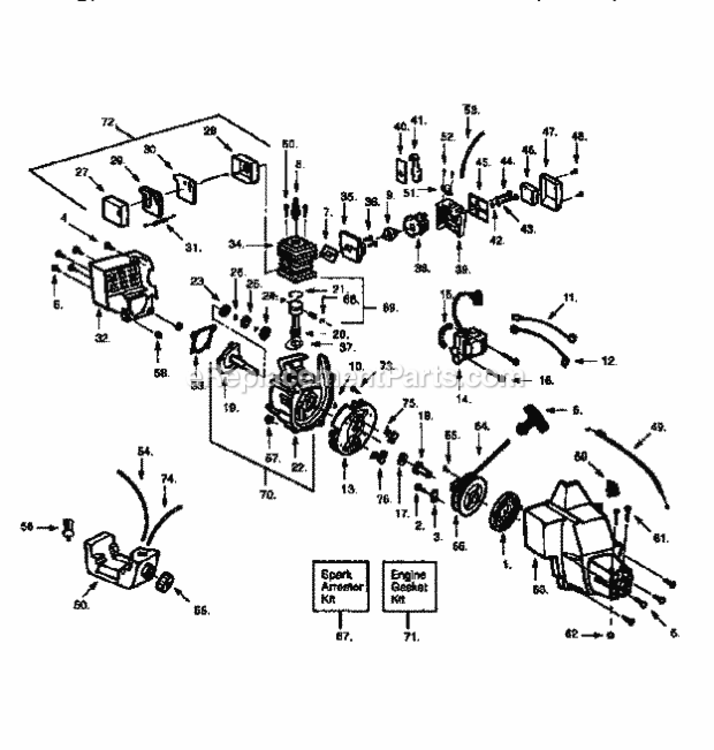 Page C Diagram and Parts List for 358798442  Craftsman Trimmer