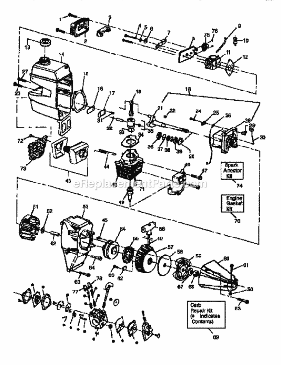 Page B Diagram and Parts List for 358798460  Craftsman Trimmer