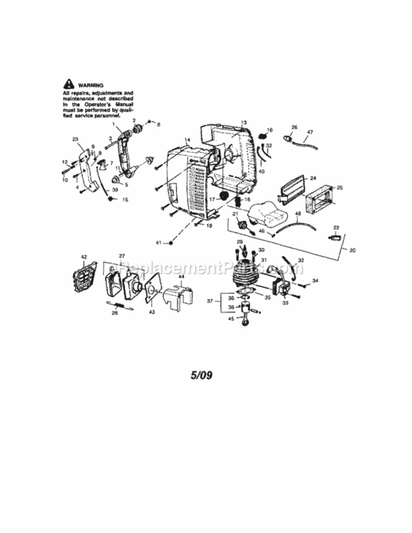 Page A Diagram and Parts List for 358798960  Craftsman Leaf Blower / Vacuum