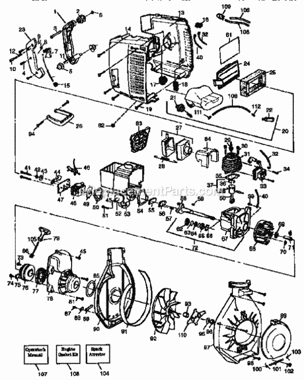 Page A Diagram and Parts List for 358798980  Craftsman Leaf Blower / Vacuum
