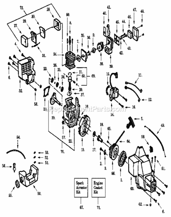 Page B Diagram and Parts List for 358799110  Craftsman Trimmer