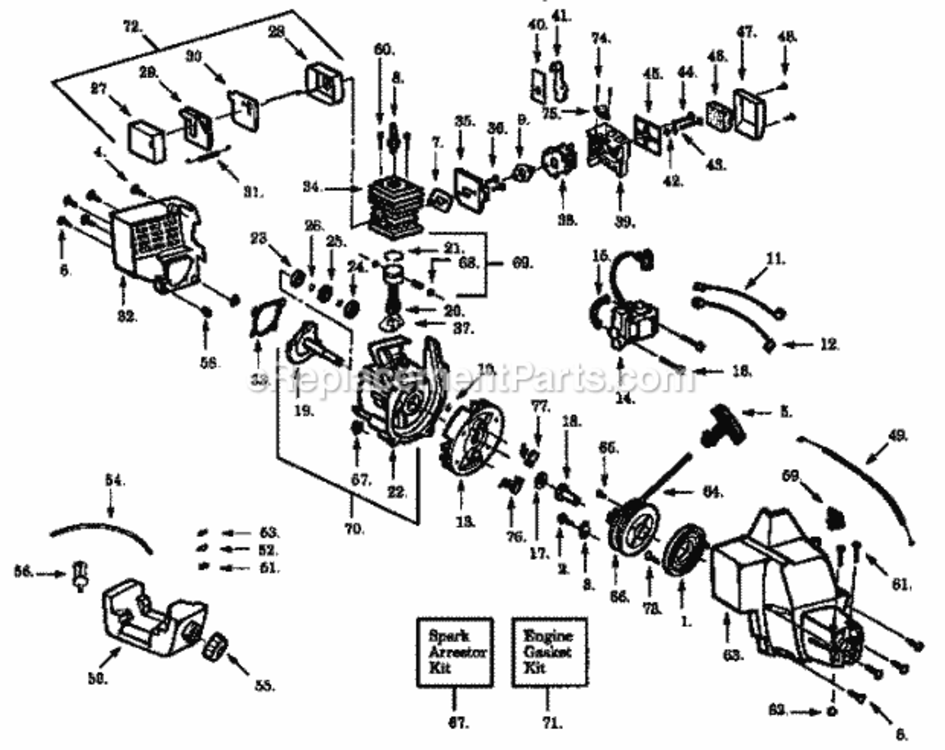 Page B Diagram and Parts List for 358799111  Craftsman Trimmer