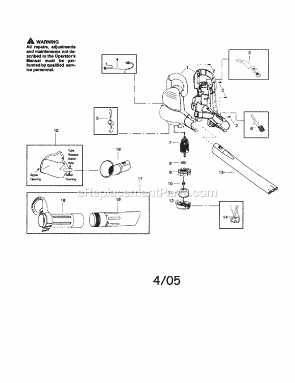 Page A Diagram and Parts List for 358799400  Craftsman Leaf Blower / Vacuum