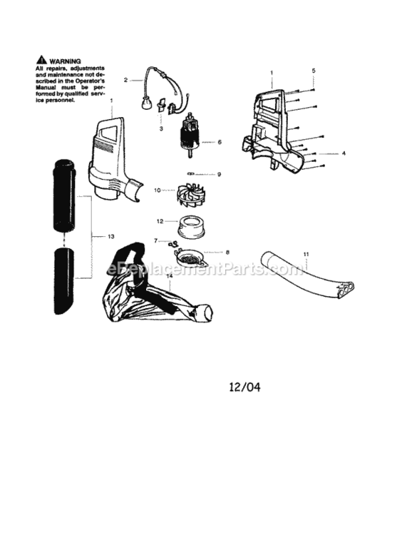 Page A Diagram and Parts List for 358799430  Craftsman Leaf Blower / Vacuum