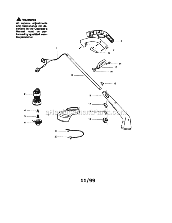 Page A Diagram and Parts List for 358799460  Craftsman Trimmer