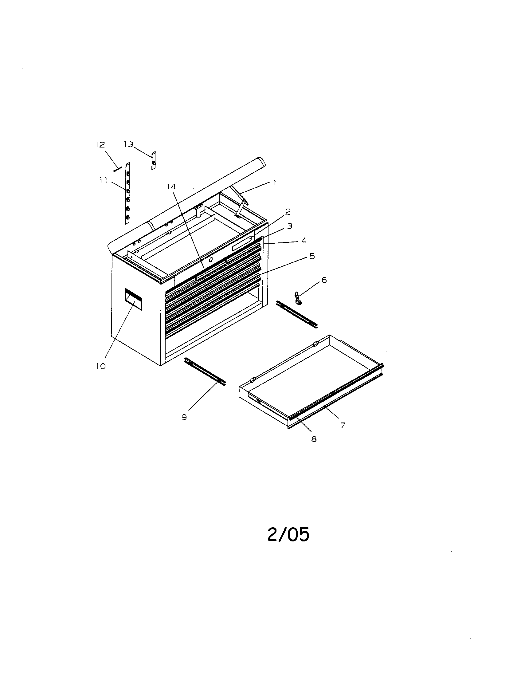 Tool Chest Assembly Diagram and Parts List for 706657640  Craftsman Tool Stand & Cart