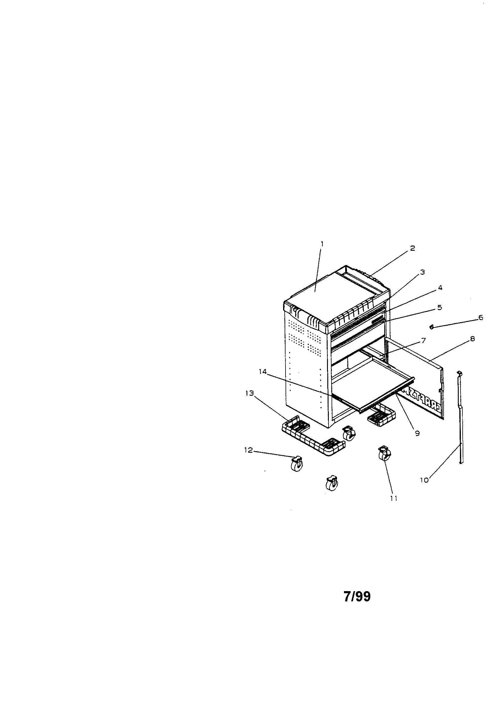 3 Drawer Project Center Diagram and Parts List for 706655890  Craftsman Tool Stand & Cart