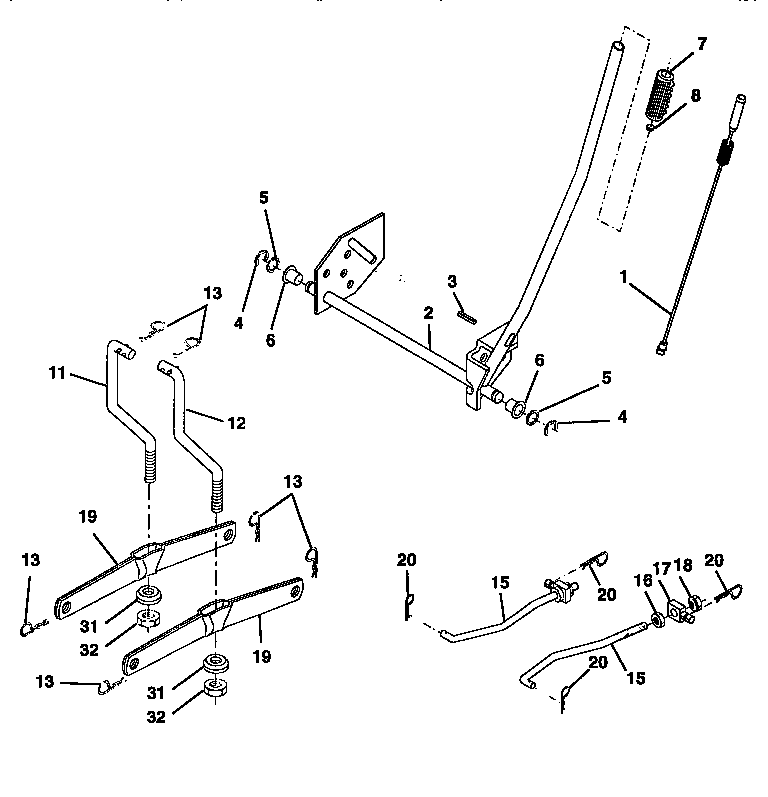 Lift Diagram and Parts List for 917258514  Craftsman Lawn Tractor