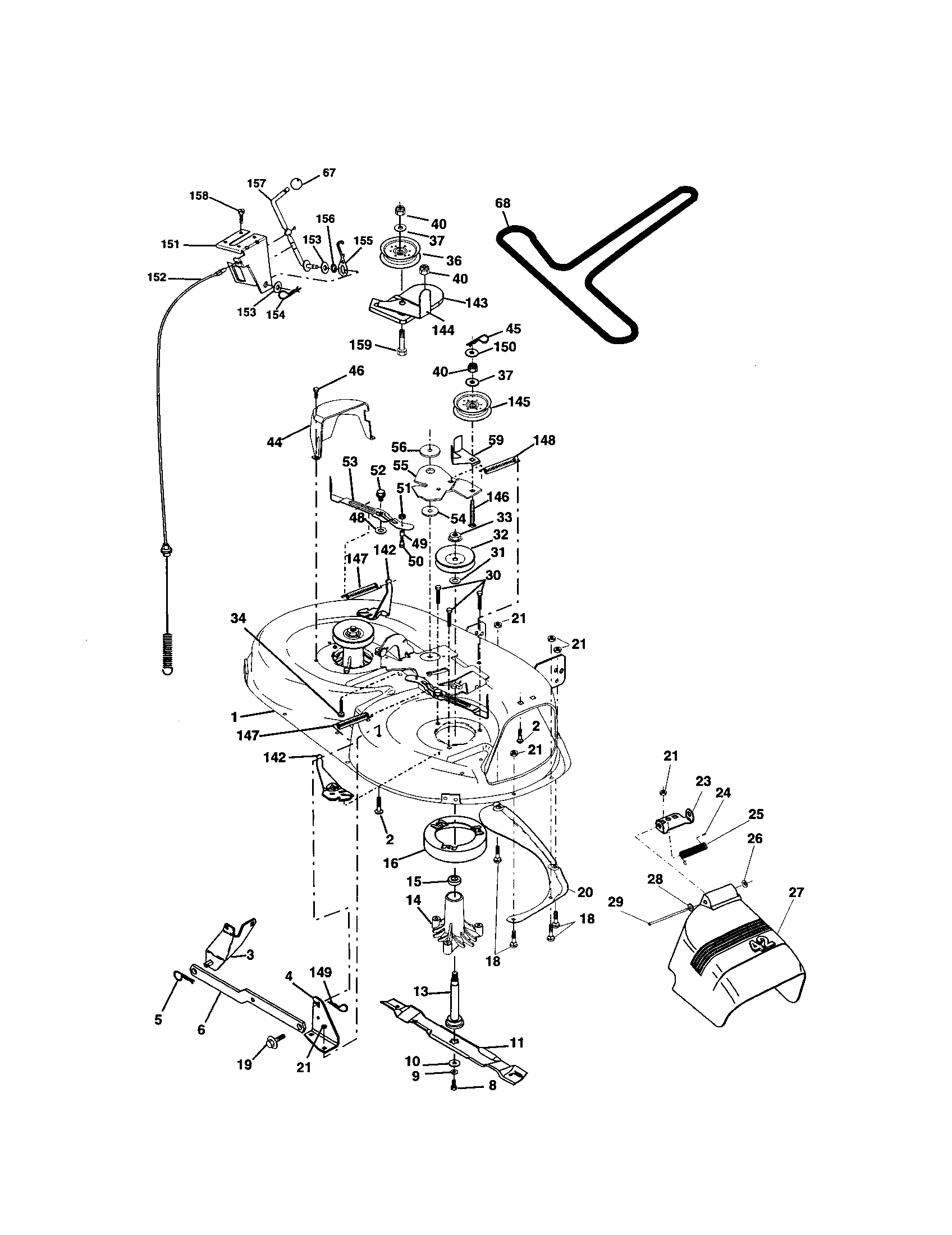 Mower Deck Diagram and Parts List for 917271554  Craftsman Lawn Tractor