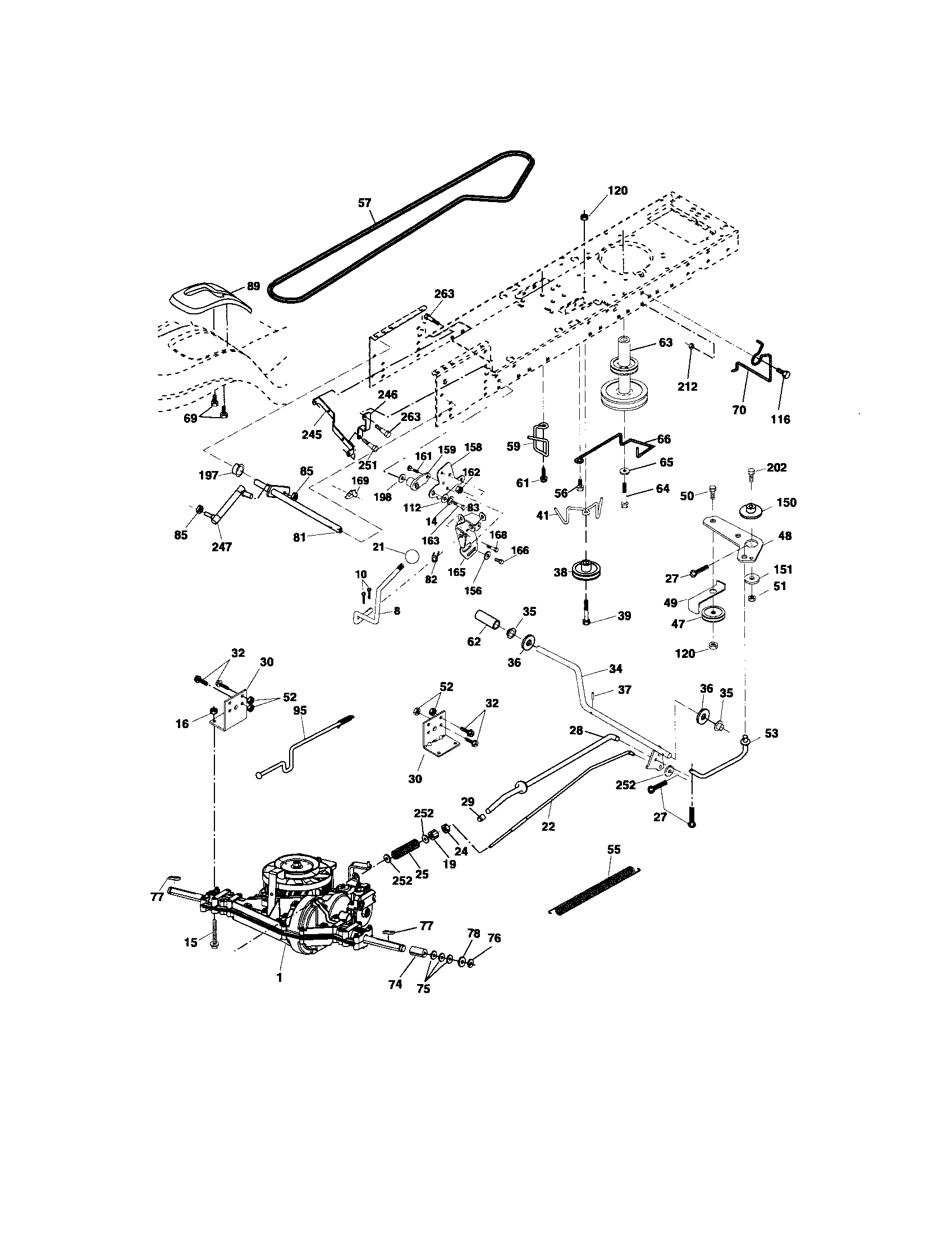 Ground Drive Diagram and Parts List for 917275520  Craftsman Lawn Tractor