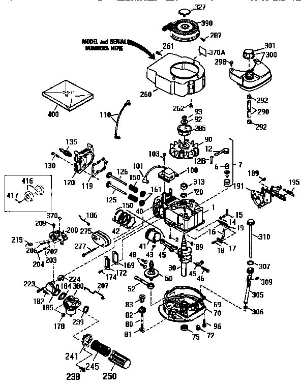 Replacement Parts Diagram and Parts List for 143954002  Craftsman Engine