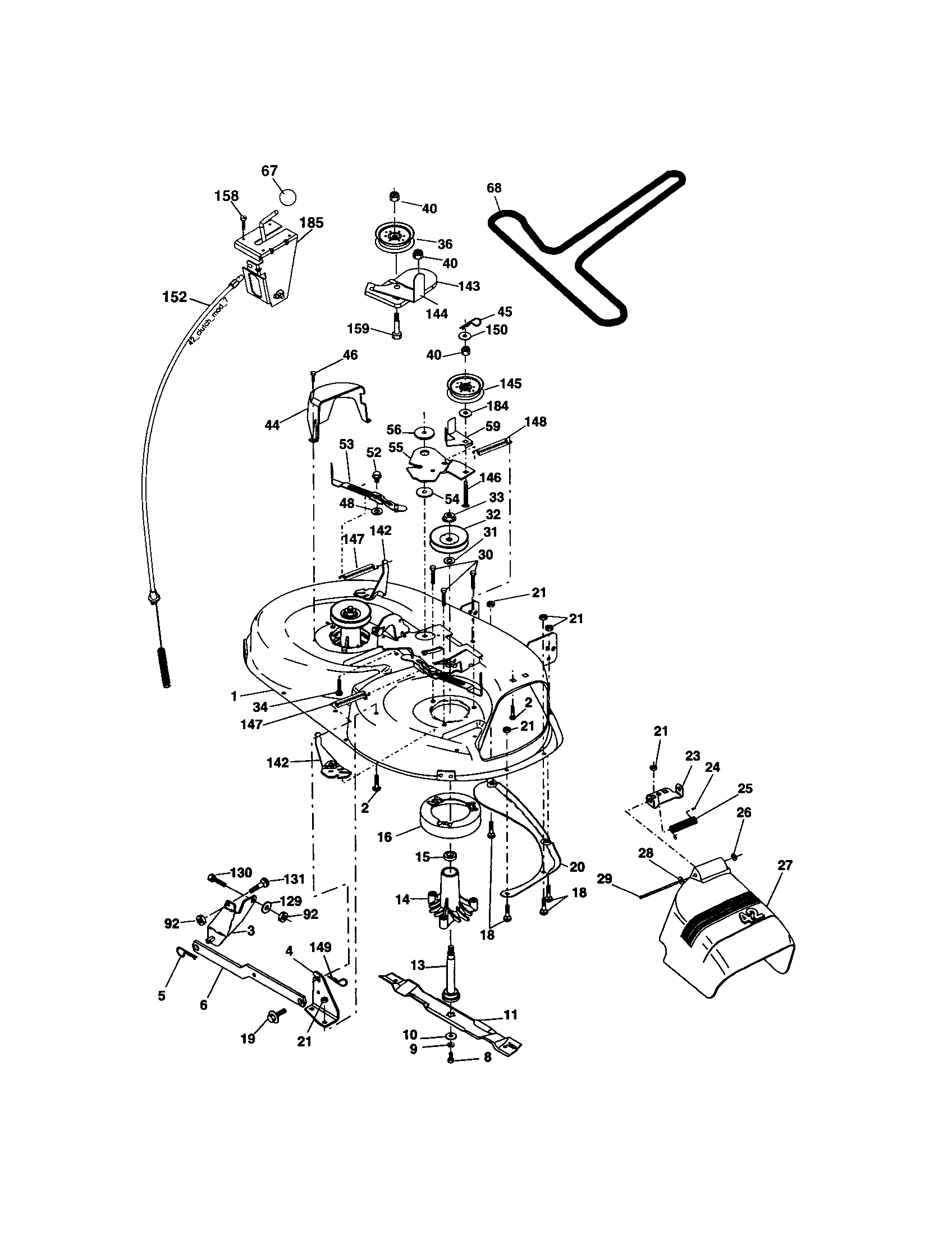 Mower Deck Diagram and Parts List for 917274400  Craftsman Lawn Tractor