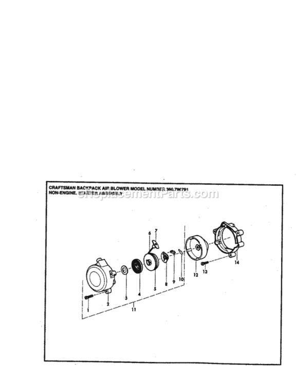 Page C Diagram and Parts List for 360796791  Craftsman Leaf Blower / Vacuum