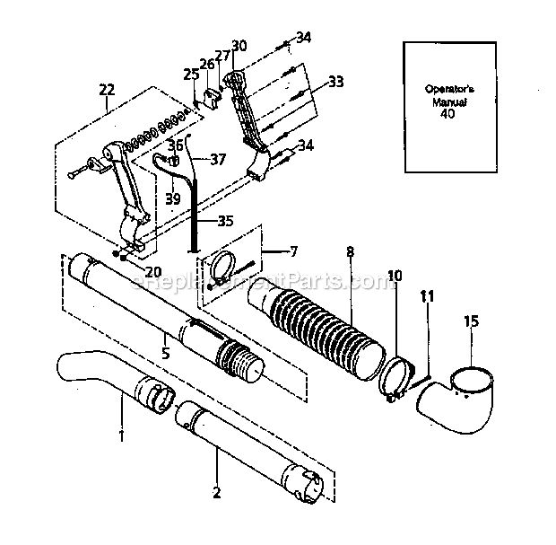 Blower Tube Diagram and Parts List for 360796900  Craftsman Leaf Blower / Vacuum