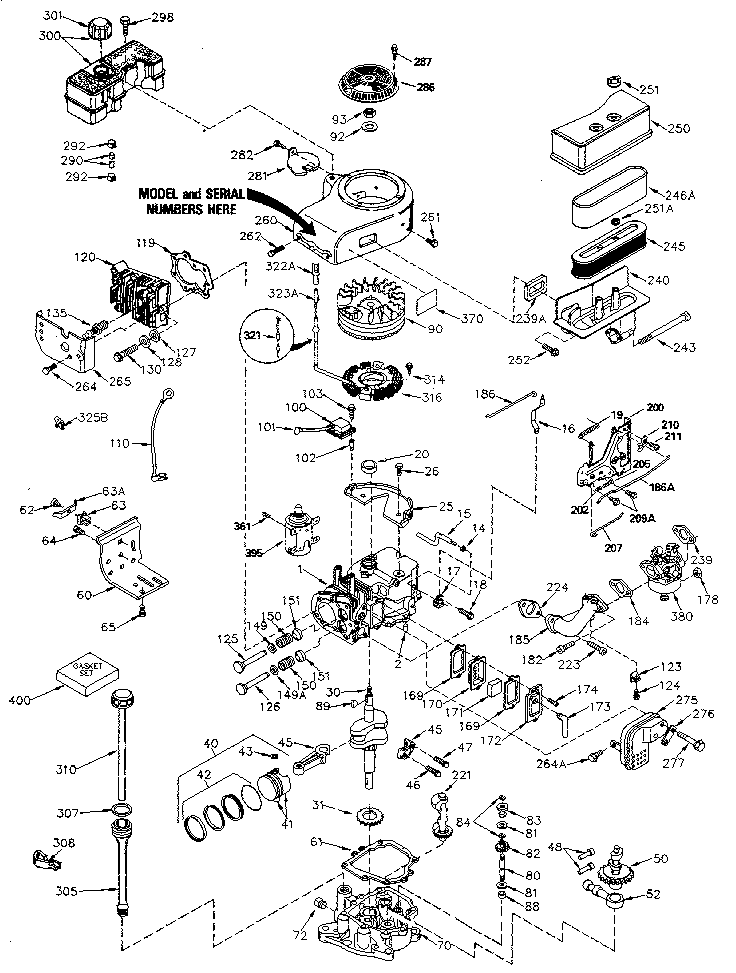 Replacement Parts Diagram and Parts List for 143416022  Craftsman Engine