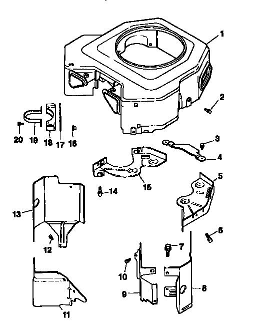 Blower Housing Diagram and Parts List for 501CV20S-65527  Craftsman Engine