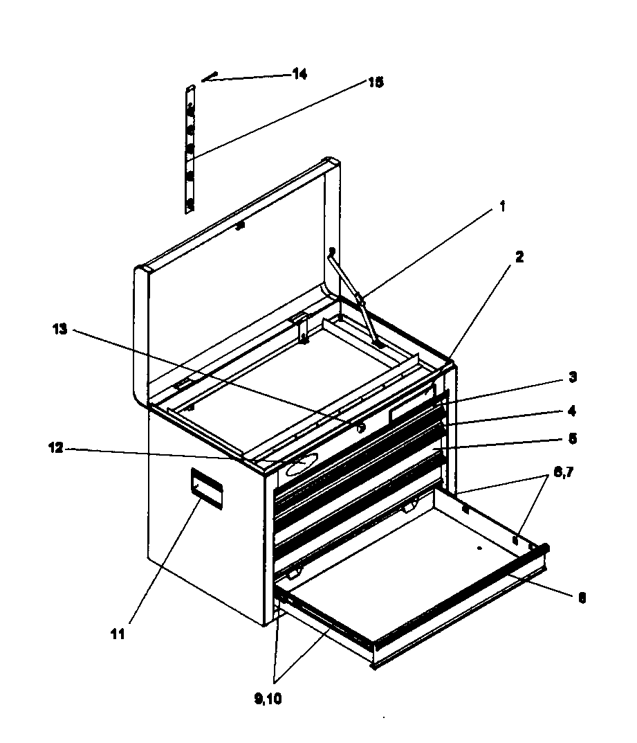 Cabinet Parts Diagram and Parts List for 706596500  Craftsman Tool Stand & Cart