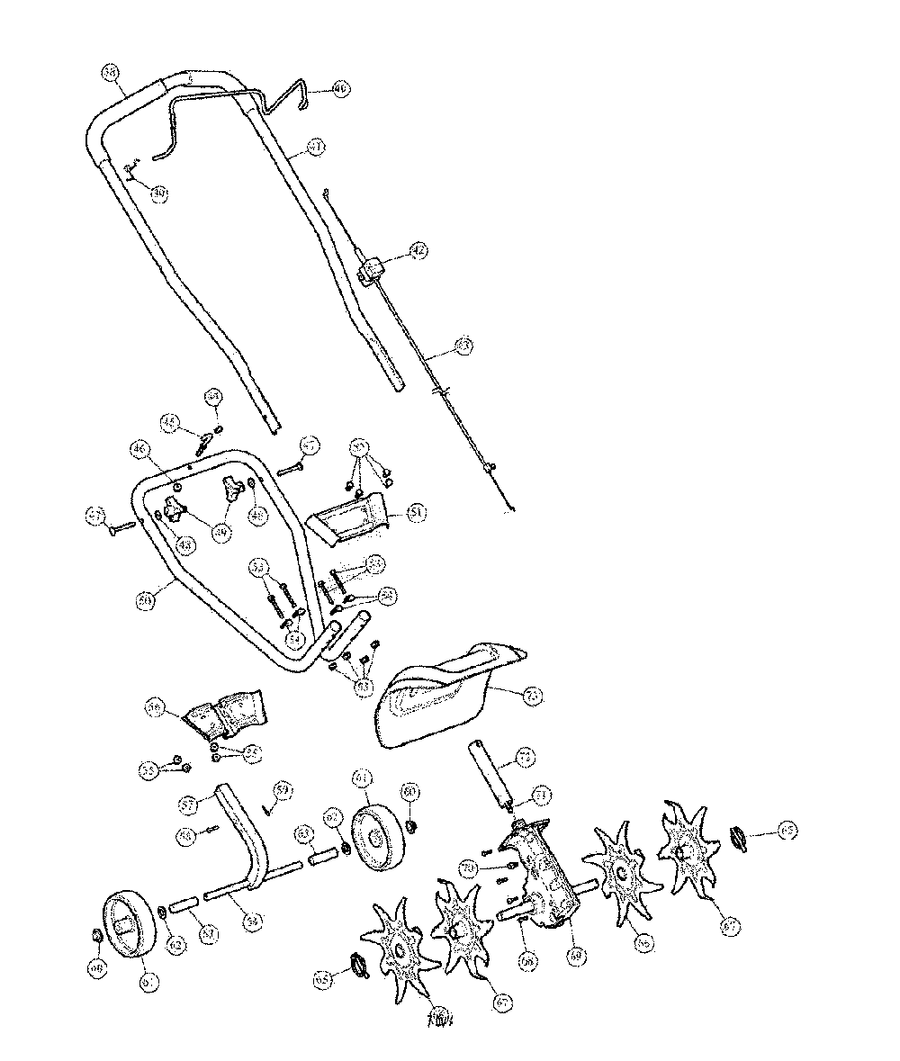 General assembly Diagram and Parts List for CMXGVAMKC25C  Craftsman Cultivator