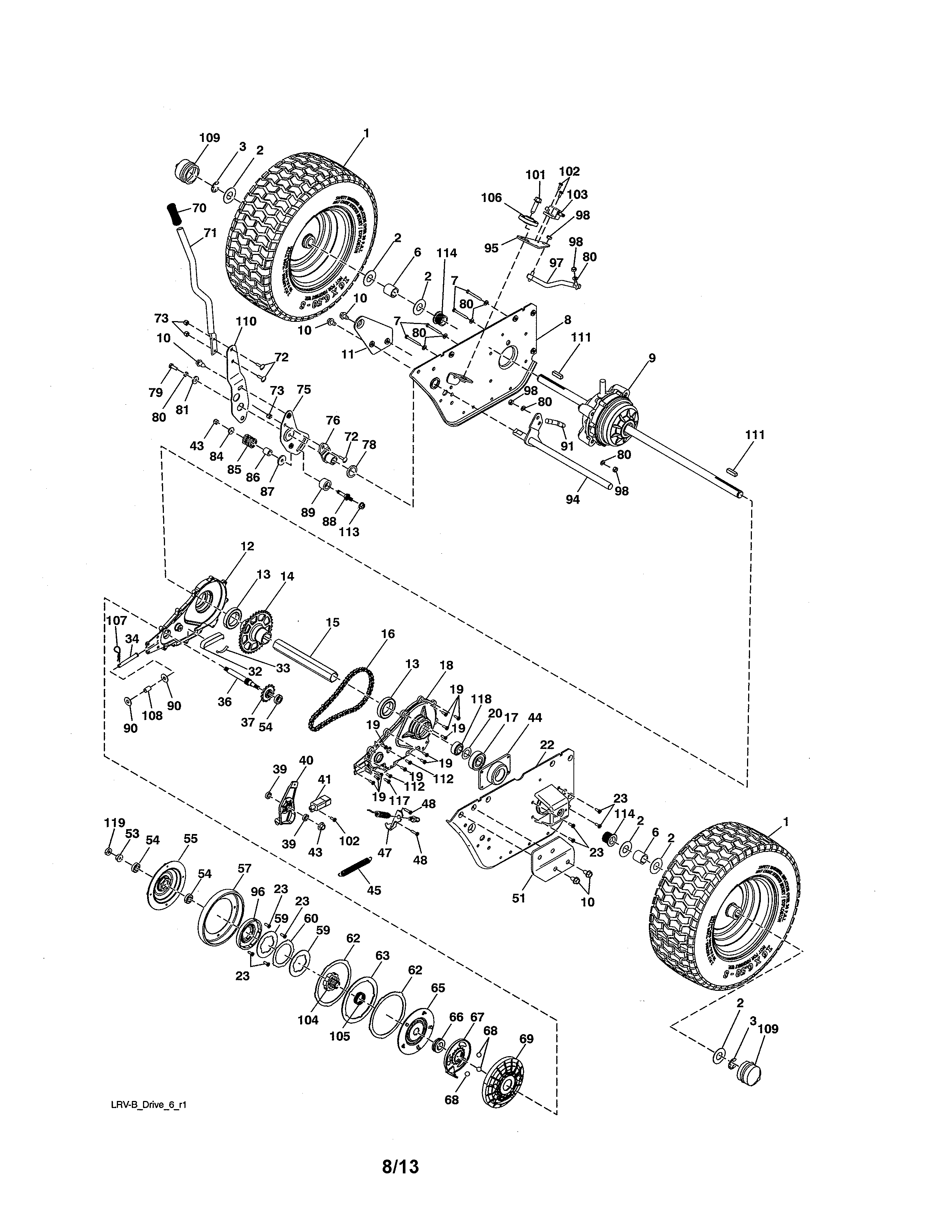 Drive Diagram and Parts List for 917280010  Craftsman Engine