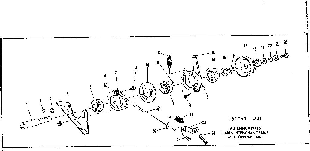 Clutch Diagram and Parts List for 53681741  Craftsman Lawn Mower