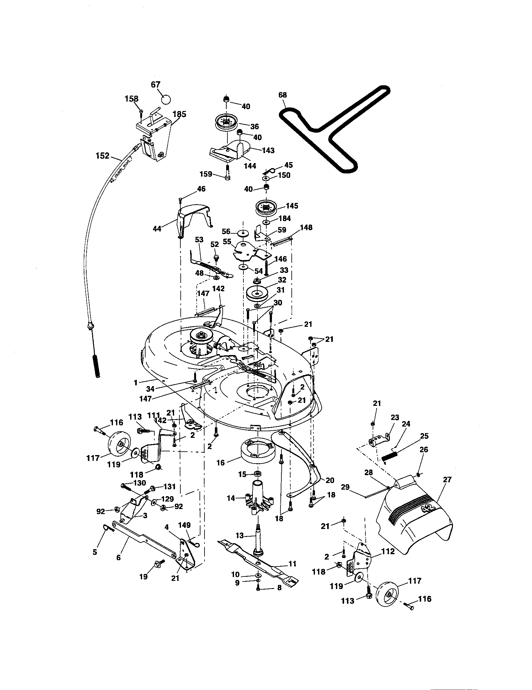Mower Deck Diagram and Parts List for 917275761  Craftsman Lawn Tractor