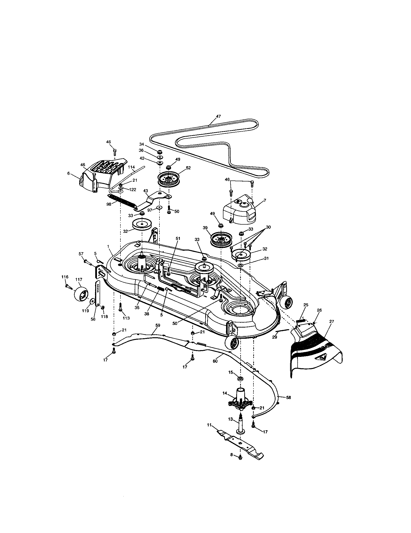 Mower Deck Diagram and Parts List for 917276210  Craftsman Lawn Tractor