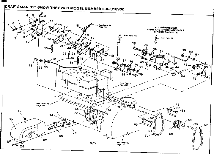 Drive Assembly Diagram and Parts List for 536918900  Craftsman Snow Blower