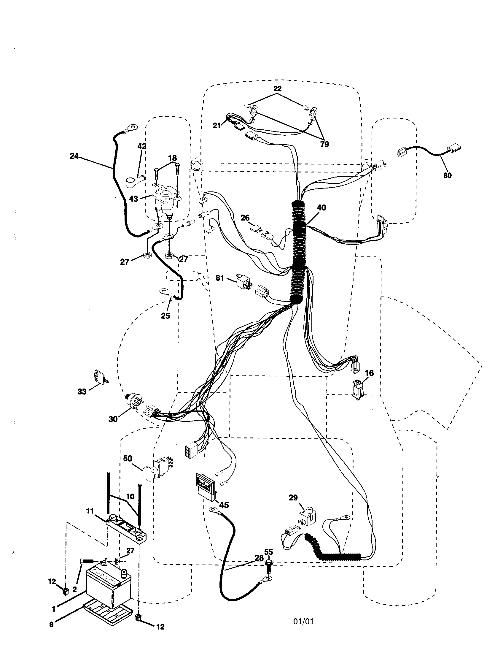 Electrical Diagram and Parts List for 917259791  Craftsman Lawn Tractor