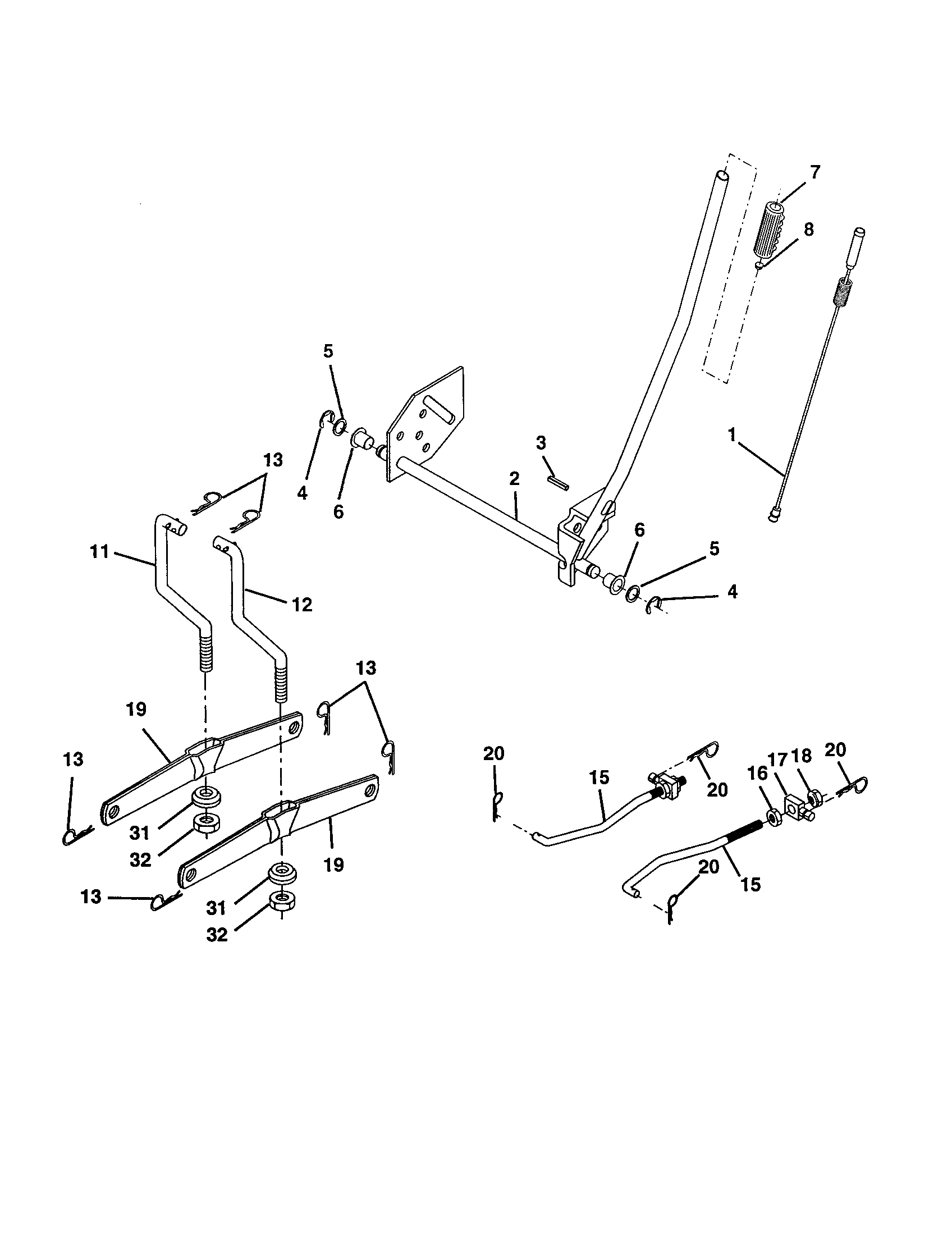 Mower Lift Diagram and Parts List for 917277311  Craftsman Lawn Tractor
