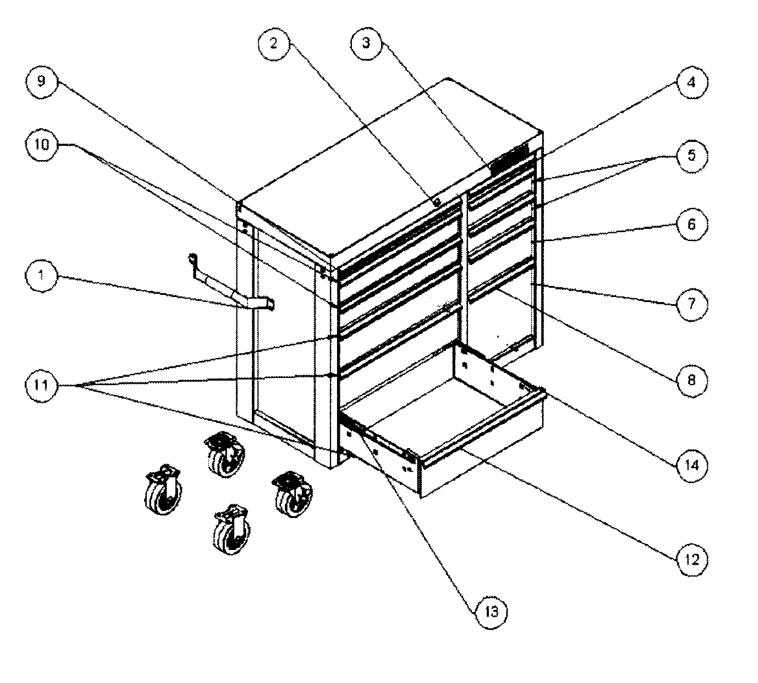 Main Assy Diagram and Parts List for 706586280  Craftsman Tool Stand & Cart