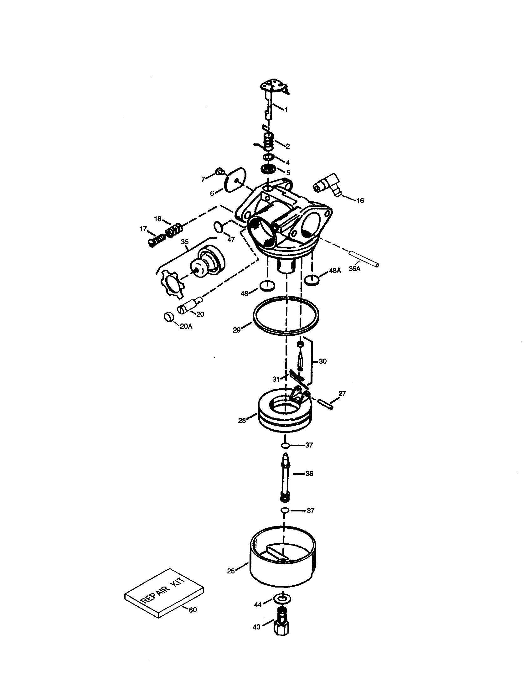 Carburetor  640174 Diagram and Parts List for 143996504  Craftsman Engine